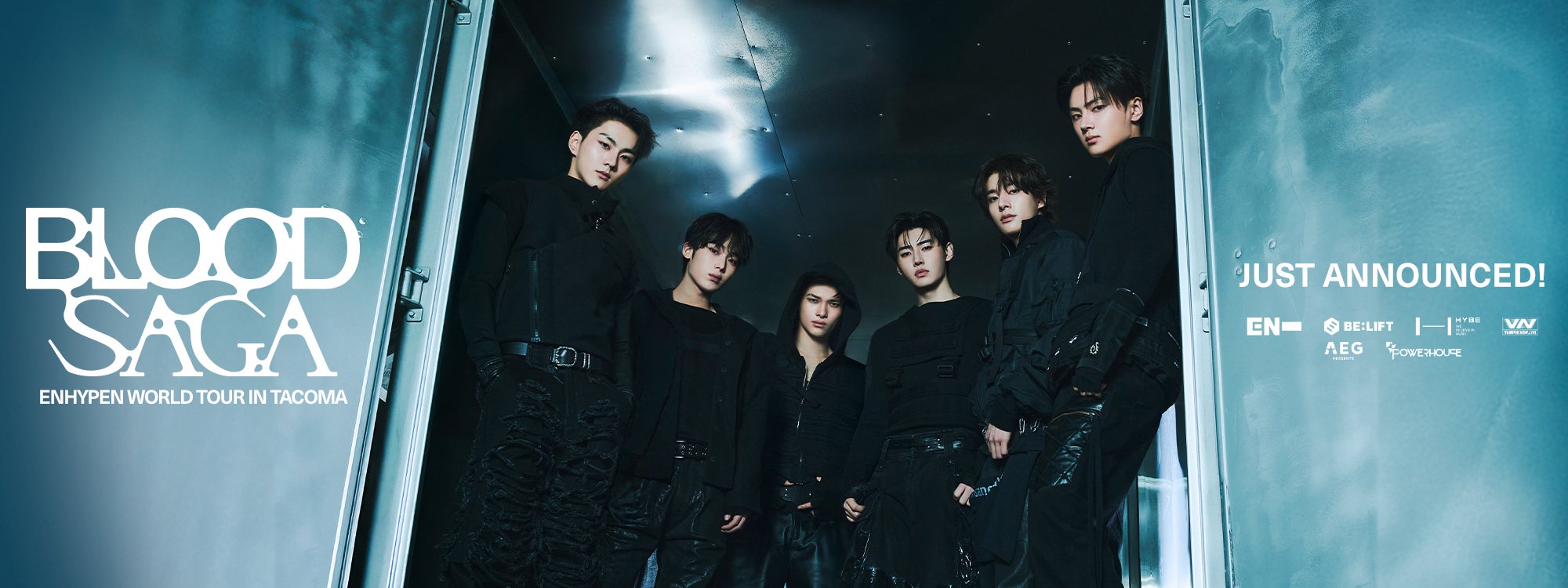 Graphic of ENHYPEN BLOOD SAGA TOUR in Tacoma, just announced!